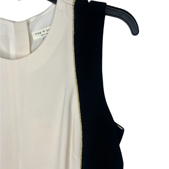 Rag & Bone Ivory/Black Colorblock Metallic Trim Dupont Sheath Dress Size 8 - Picture 7 of 12